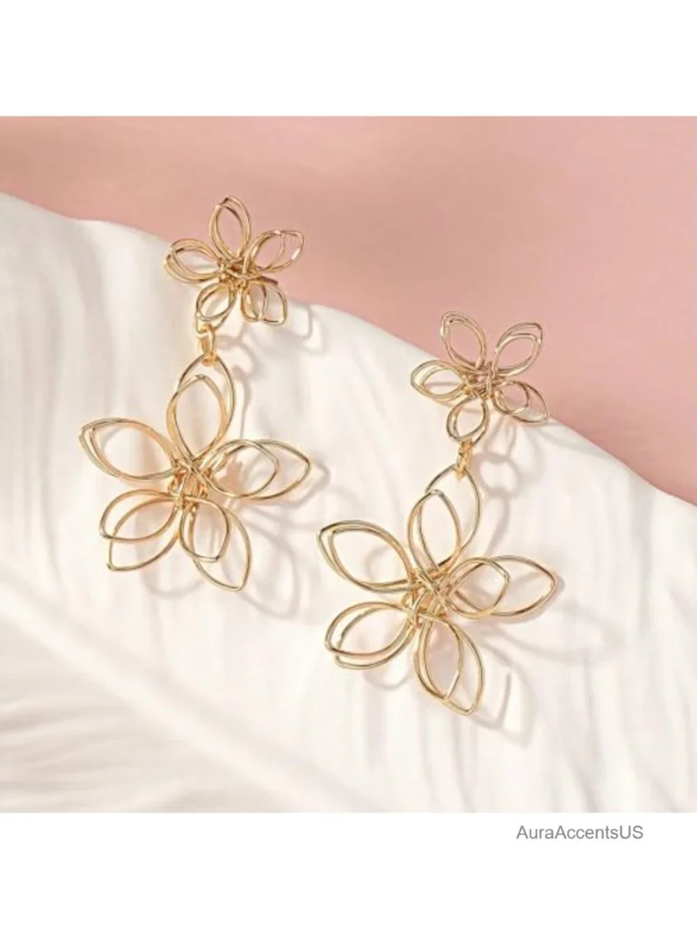 Large Statement Flower Dangle Earrings Women Boho Floral Jewelry Alloy Metal